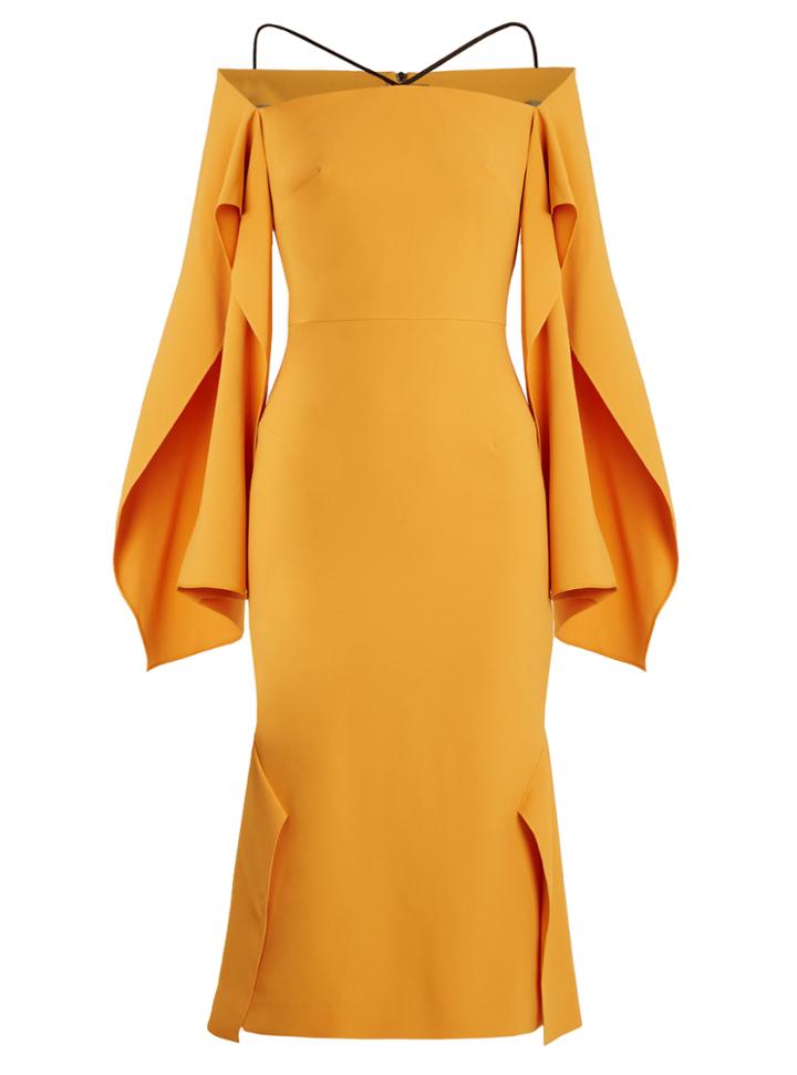 Roland Mouret Andover Off-the-shoulder Crepe Midi Dress