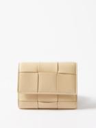 Bottega Veneta - Cassette Intrecciato-leather Tri-fold Wallet - Womens - Beige
