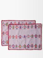 Pippa Holt - Set Of Two No.10 Cotton Placemats - Womens - Purple Multi