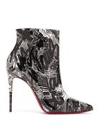 Matchesfashion.com Christian Louboutin - So Kate 100 Nicograf Print Ankle Boots - Womens - Black White