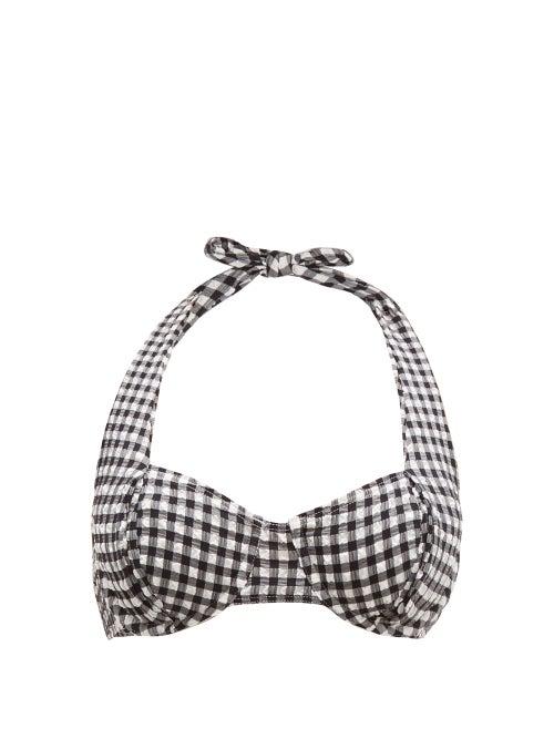 Matchesfashion.com Solid & Striped - The Lana Gingham Seersucker Bikini Top - Womens - Black White