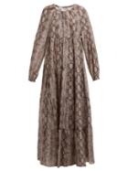 Matchesfashion.com Stella Mccartney - Timeless Snake Print Chiffon Dress - Womens - Pink Multi