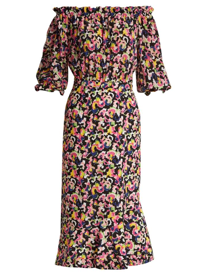 Saloni Grace Mirage-print Silk Dress