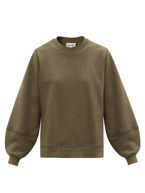 Matchesfashion.com Ganni - Software Organic Cotton-blend Sweatshirt - Womens - Olive Green