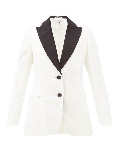 Matchesfashion.com Bella Freud - Saint James Single-breasted Velvet Blazer - Womens - White Black