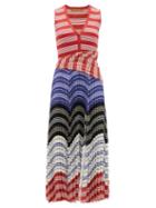 Matchesfashion.com Altuzarra - Milkweed Striped Pliss Midi Dress - Womens - Red Multi