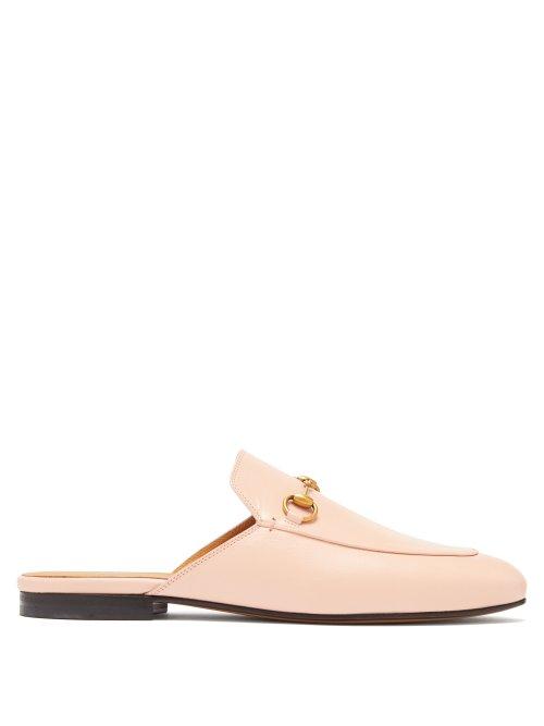 Matchesfashion.com Gucci - Princetown Leather Backless Loafers - Womens - Pink