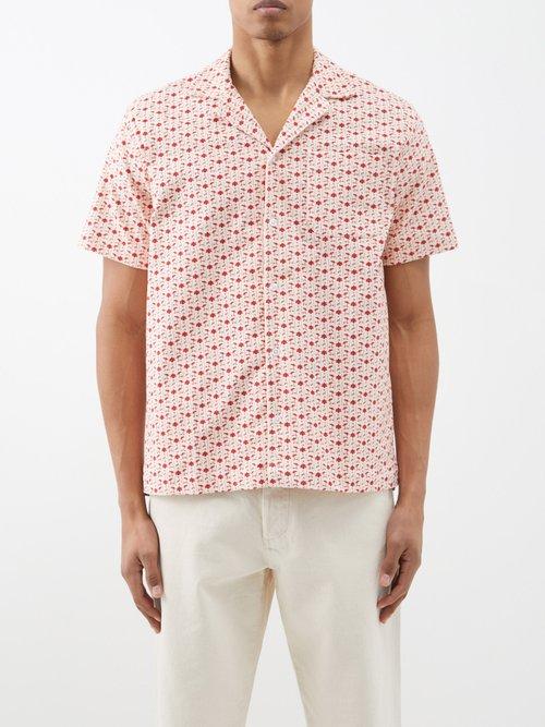 Orlebar Brown - Marne Bandana-print Corduroy Shirt - Mens - Red Multi