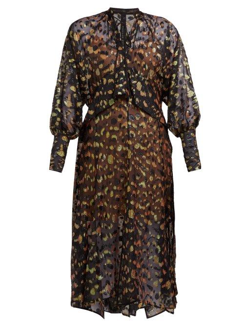 Matchesfashion.com Petar Petrov - Damascus Animal Fil Coup Silk Blend Midi Dress - Womens - Black Multi