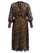 Matchesfashion.com Petar Petrov - Damascus Animal Fil Coup Silk Blend Midi Dress - Womens - Black Multi