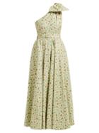 Matchesfashion.com Alessandra Rich - Belted Pineapple Print Cotton Blend Gown - Womens - Green Multi
