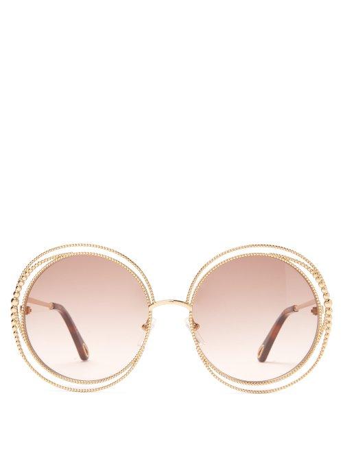 Matchesfashion.com Chlo - Carlina Round Frame Sunglasses - Womens - Light Brown