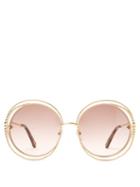 Matchesfashion.com Chlo - Carlina Round Frame Sunglasses - Womens - Light Brown