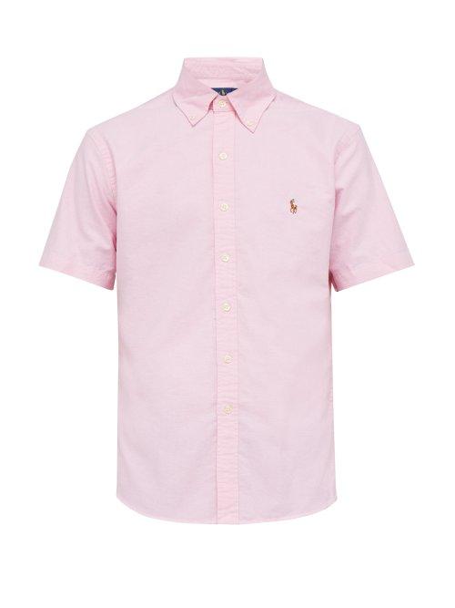 Matchesfashion.com Polo Ralph Lauren - Logo Embroidered Button Down Cotton Shirt - Mens - Pink