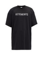 Matchesfashion.com Vetements - Oversized Crystal-embellished Cotton-blend T-shirt - Mens - Black