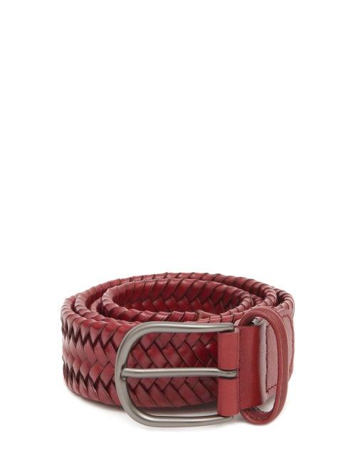 Matchesfashion.com Anderson's - Braided Leather Belt - Mens - Burgundy