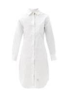 Ladies Rtw Thom Browne - Logo-patch Cotton-poplin Shirt Dress - Womens - White