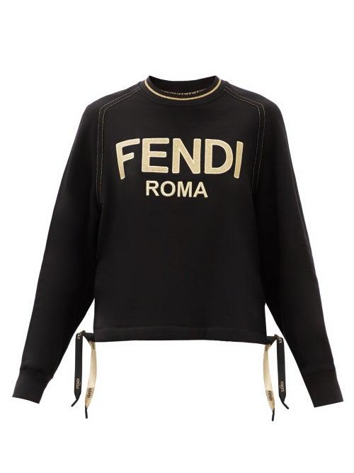 Matchesfashion.com Fendi - Metallic-logo Cotton-jersey Sweatshirt - Womens - Black