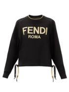 Matchesfashion.com Fendi - Metallic-logo Cotton-jersey Sweatshirt - Womens - Black