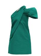 Matchesfashion.com No. 21 - Half-bow One-shoulder Faille Mini Dress - Womens - Emerald