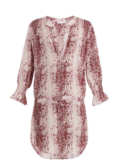 Matchesfashion.com Heidi Klein - Monaco Snakeskin Print Tunic Dress - Womens - Burgundy White