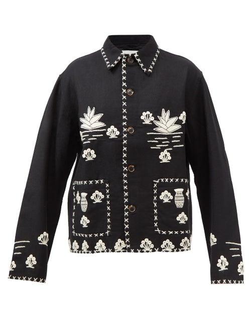 Bode - Plant-appliqu Merino Jacket - Mens - Black