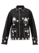 Bode - Plant-appliqu Merino Jacket - Mens - Black