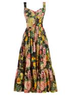 Matchesfashion.com Dolce & Gabbana - Peony Print Cotton Dress - Womens - Black Multi