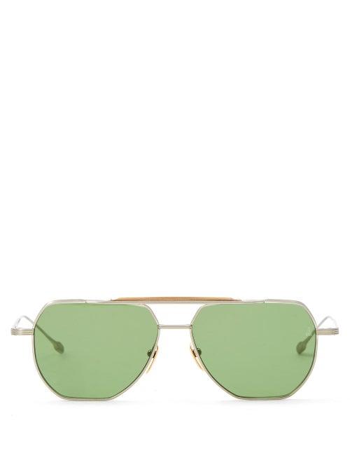 Matchesfashion.com Jacques Marie Mage - Brion Aviator Titanium Sunglasses - Womens - Silver