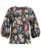 Matchesfashion.com Etro - Norfolk Floral Print Cotton Poplin Top - Womens - Black Multi