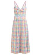 Matchesfashion.com Saloni - Anya Rainbow Gingham Cotton Seersucker Dress - Womens - White Multi