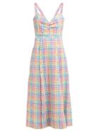 Matchesfashion.com Saloni - Anya Rainbow Gingham Cotton Seersucker Dress - Womens - White Multi