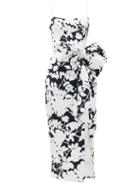 Matchesfashion.com Rasario - Exaggerated-bow Floral-print Crepe Dress - Womens - Black White