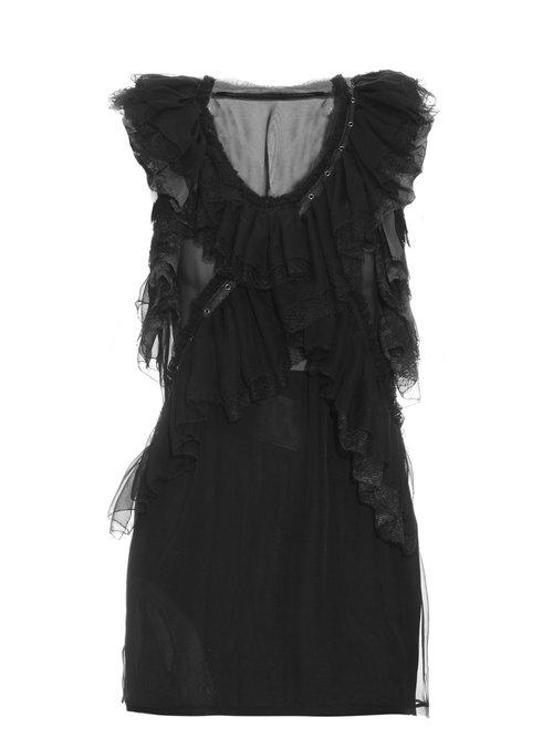 Matchesfashion.com Roberto Cavalli - Sleeveless Ruffled Silk Chiffon Top - Womens - Black