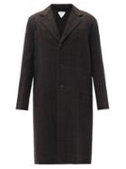 Matchesfashion.com Bottega Veneta - Single-breasted Check Wool-blend Coat - Mens - Black