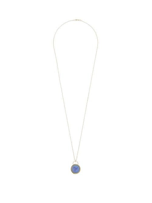 Matchesfashion.com Retrouvai - Flying Pig Agate & 14kt Gold Necklace - Womens - Blue Gold