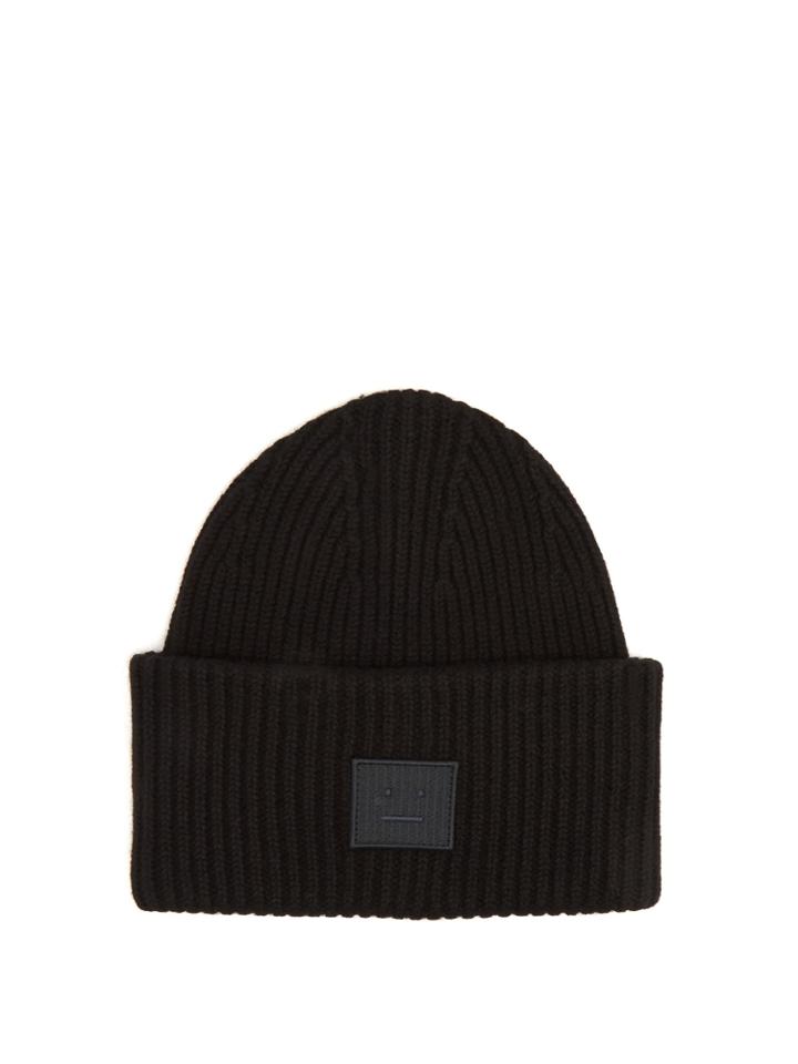 Acne Studios Pansy S Face Ribbed-knit Beanie