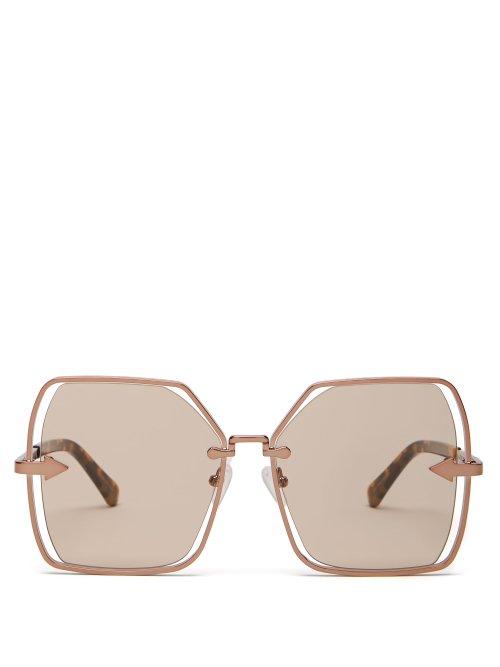 Matchesfashion.com Karen Walker Eyewear - Nirvana Gold Oversized Square Sunglasses - Womens - Brown