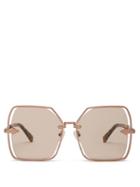 Matchesfashion.com Karen Walker Eyewear - Nirvana Gold Oversized Square Sunglasses - Womens - Brown