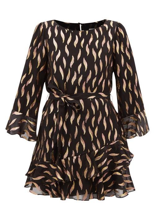 Saloni - Marissa Lam Fil-coup Mini Dress - Womens - Black Gold