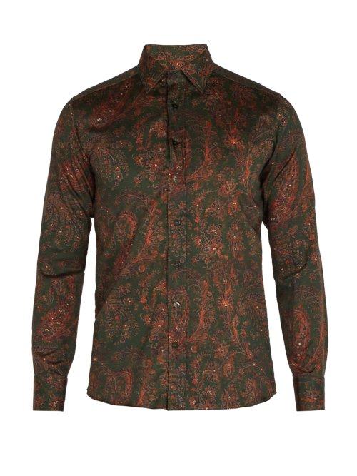 Matchesfashion.com Etro - Floral Print Cotton Shirt - Mens - Green
