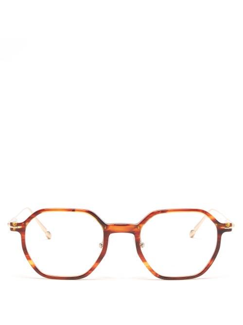 Matsuda - Round Acetate & Titanium Glasses - Mens - Light Brown