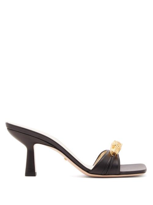 Matchesfashion.com Gucci - Crystal Embellished Tiger Head Leather Mules - Womens - Black