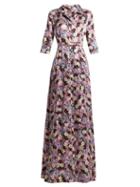 Matchesfashion.com Erdem - Karissa Martha Print Silk Satin Gown - Womens - Pink Multi