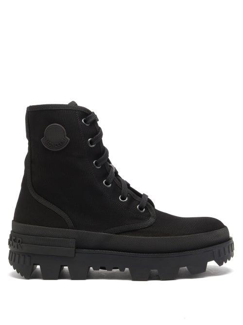 Moncler - Pyla Lace-up Canvas Boots - Womens - Black