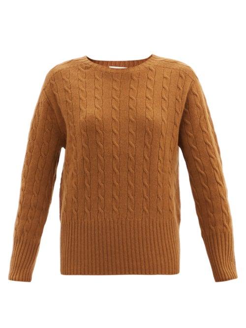 Matchesfashion.com Erdem - Carmine Cable-knit Cashmere Sweater - Womens - Camel