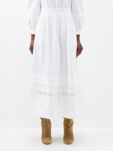 See By Chlo - Pintucked Organic-cotton Midi Skirt - Womens - White