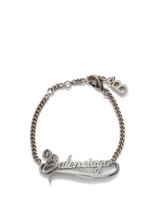 Balenciaga - Typo Valentine Logo Bracelet - Womens - Silver