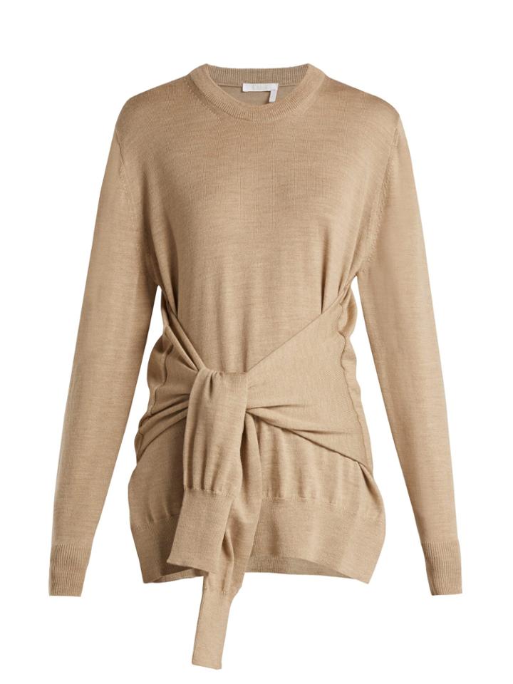 Chloé Knotted Sleeve-waist Wool Sweater