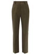 Totme - High-rise Striped Straight-leg Trousers - Womens - Dark Green